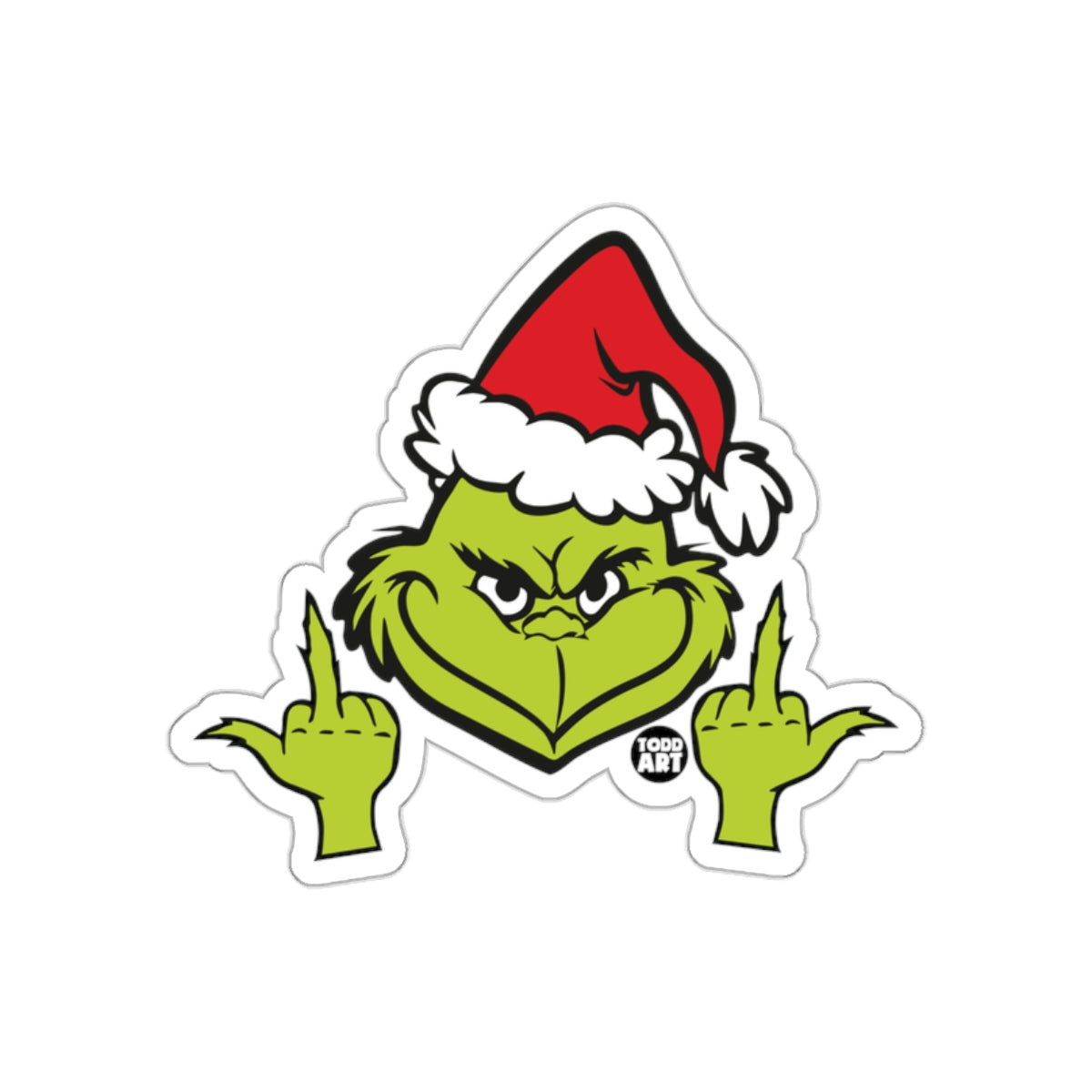 Grinch Santa Hat Holiday Design Sticker for Christmas Fun