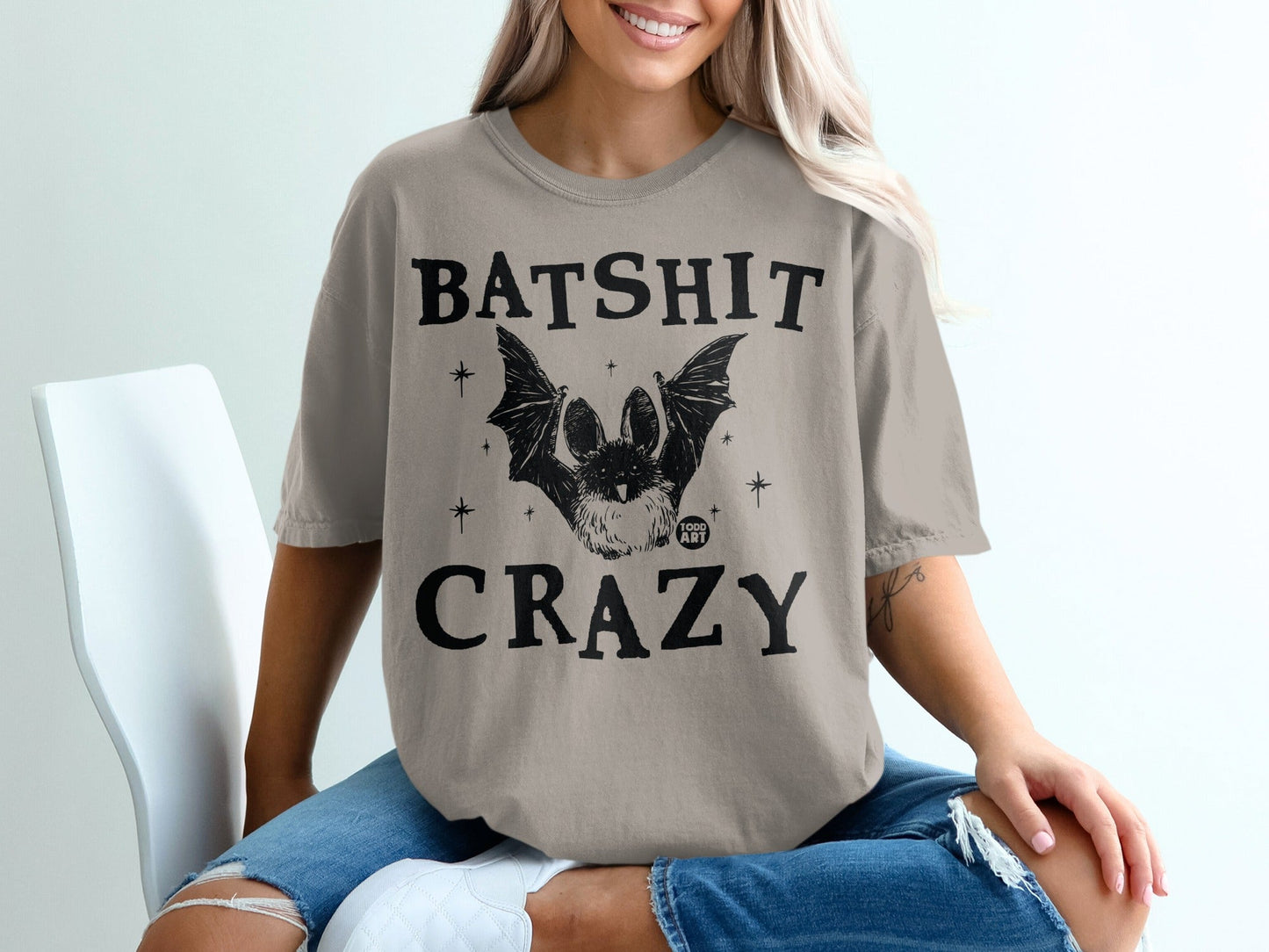 Batshit Crazy Graphic T-Shirt with Bat Image Design