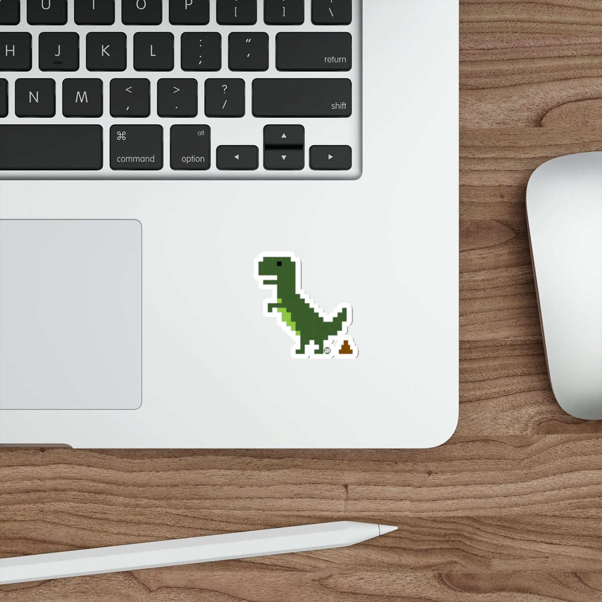 Dinosaur Pixel Art Sticker in Green and White