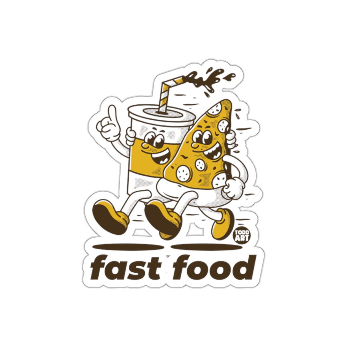 Fast Food Fun Soda and Pizza Characters Cartoon sticker