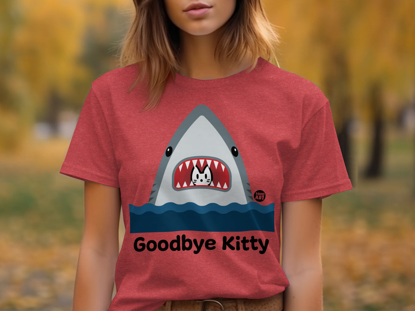 Goodbye Kitty Shark Graphic T-Shirt Fun Design