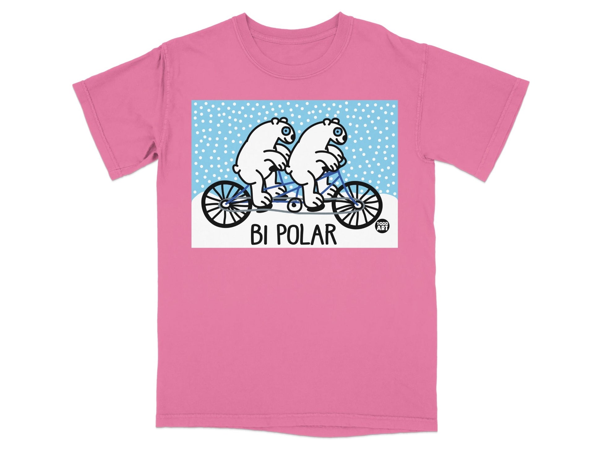 Pink Bi Polar Polar Bears Bicycle Themed Fun T-shirt