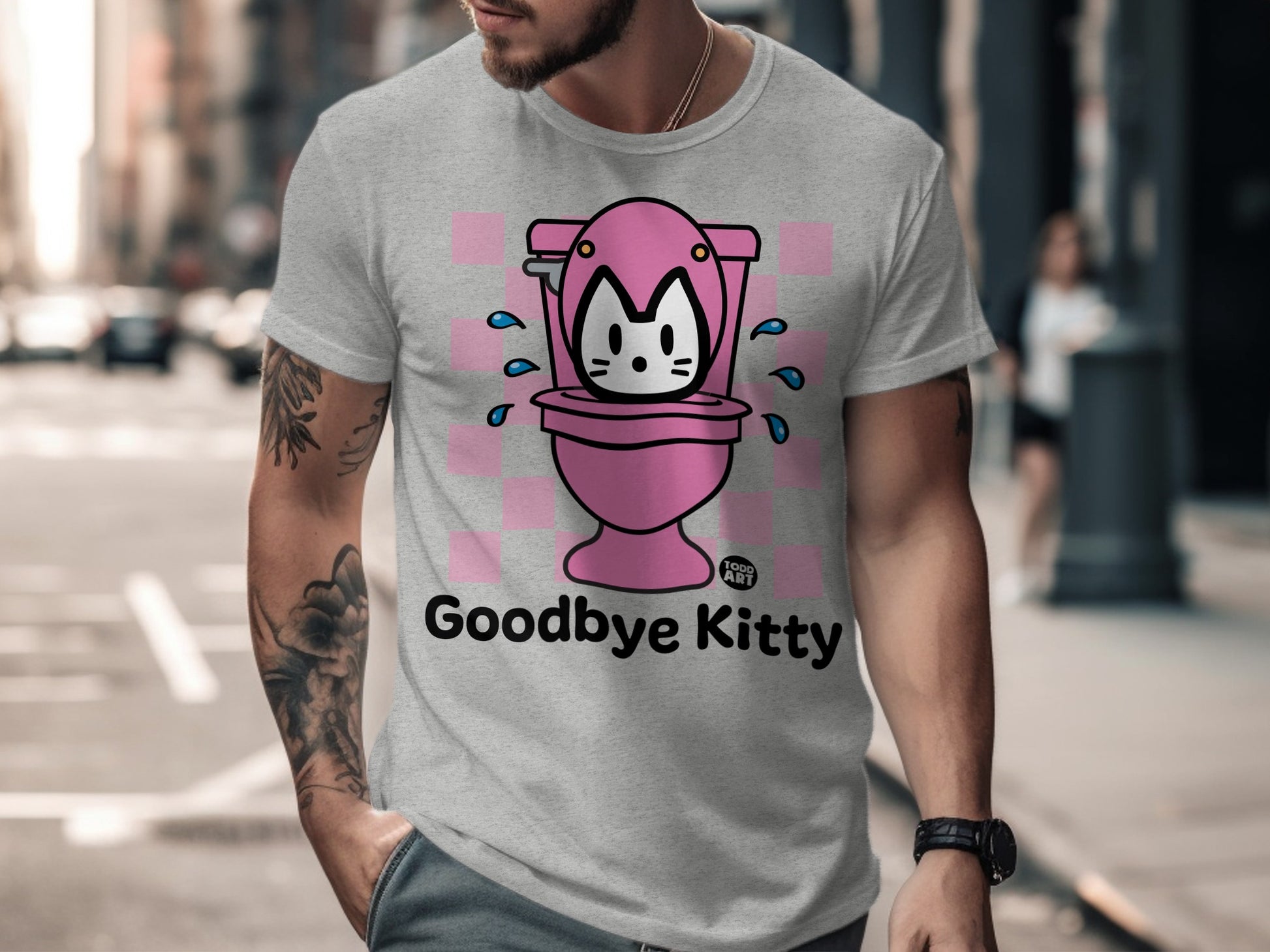 Funny Goodbye Kitty Parody Graphic Tee for Adults