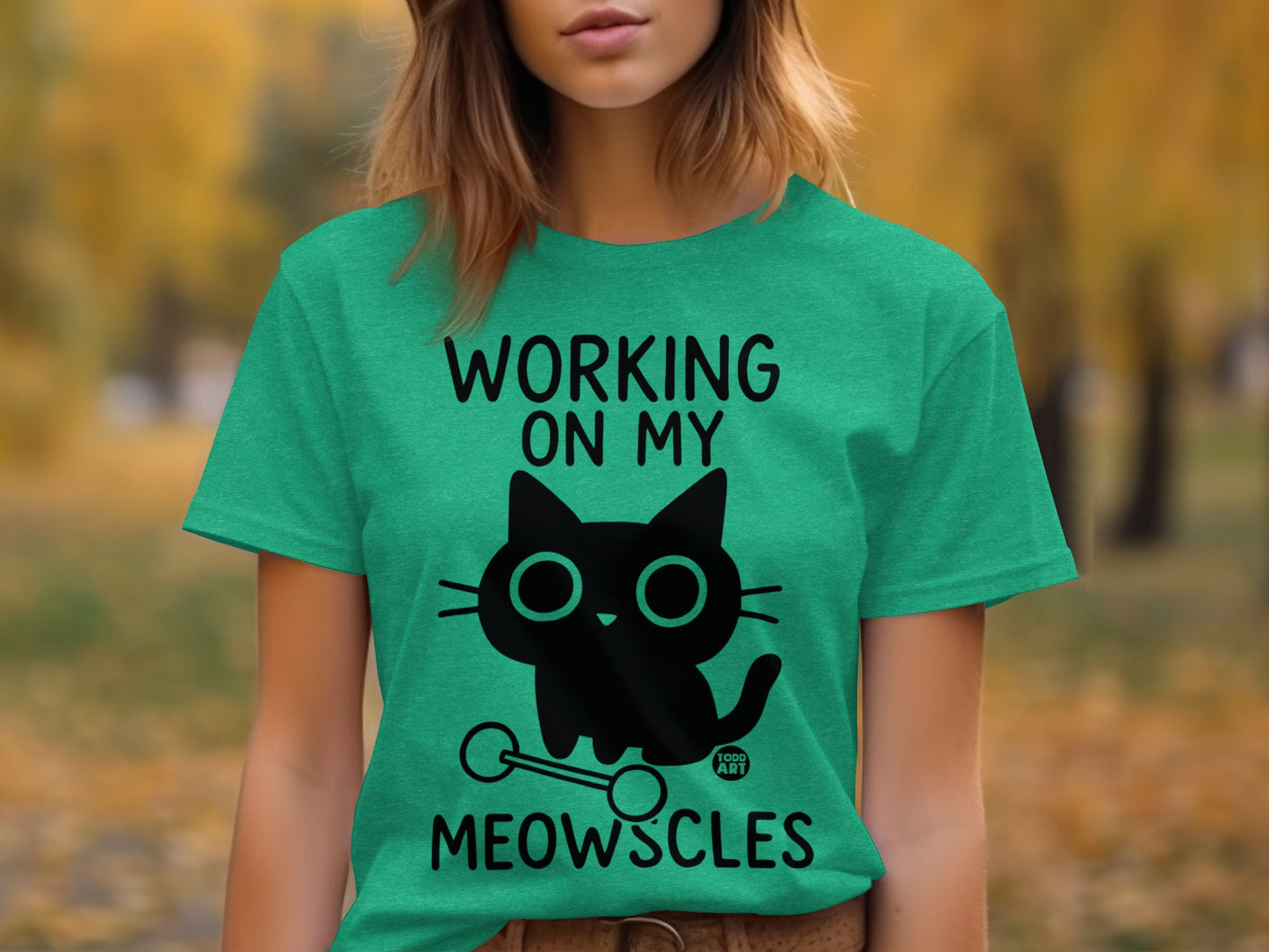 Working On My Meowscles Cute Cat Graphic Tee