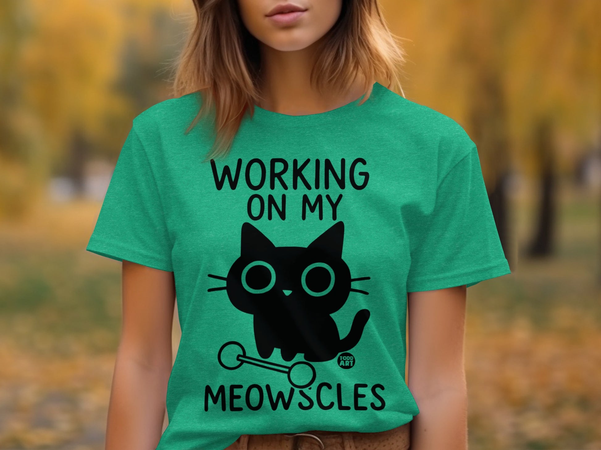 Working On My Meowscles Cute Cat Graphic Tee