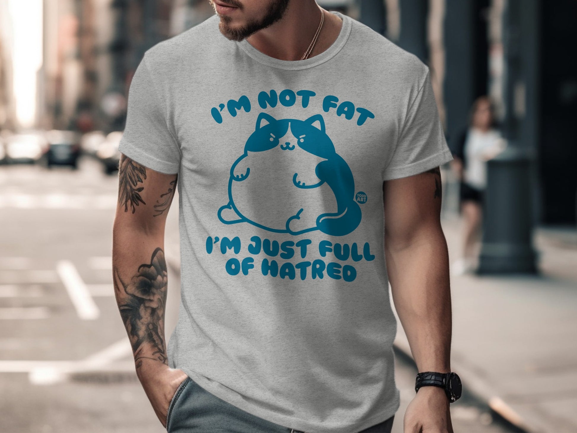 I'm Not Fat I'm Just Full of Hatred Cat Graphic T-shirt