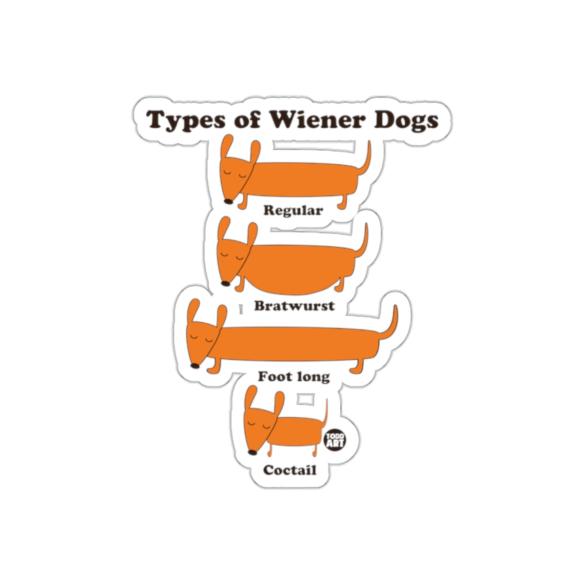 Types of Wiener Dogs Funny Illustrated Sticker