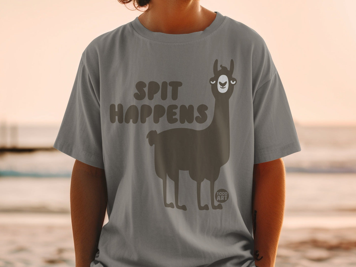 Spit Happens Llama Art Todd Art Graphic T-Shirt