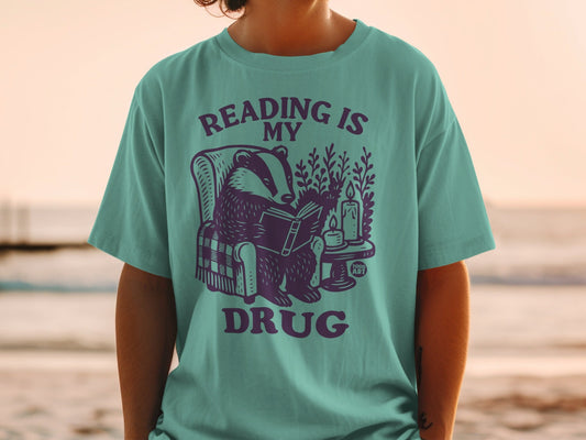 Reading Is My Drug Bear Artwork T-Shirt