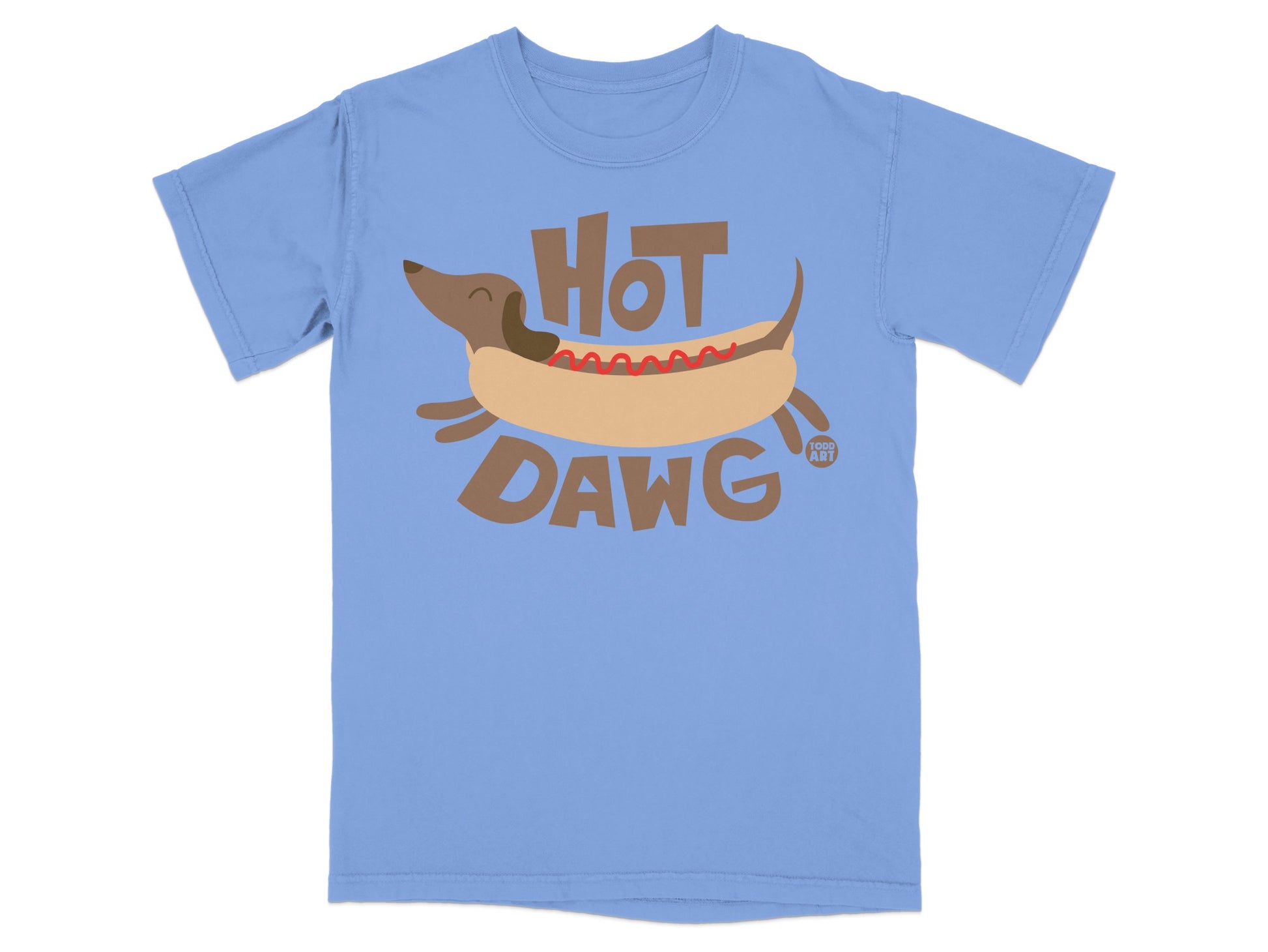 Hot Dawg Fun Graphic Print Dog Theme Shirt