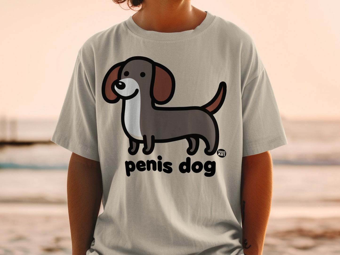 Funny Penis Dog Cartoon Design Unisex T-Shirt