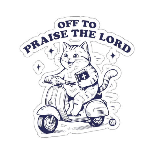 Off To Praise The Lord Cat Scooter Bible 