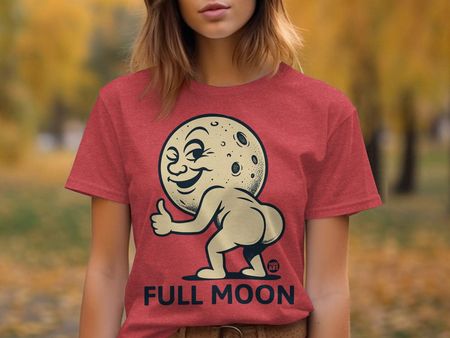 Humorous Cartoon Full Moon Thumbs Up Graphic Tee