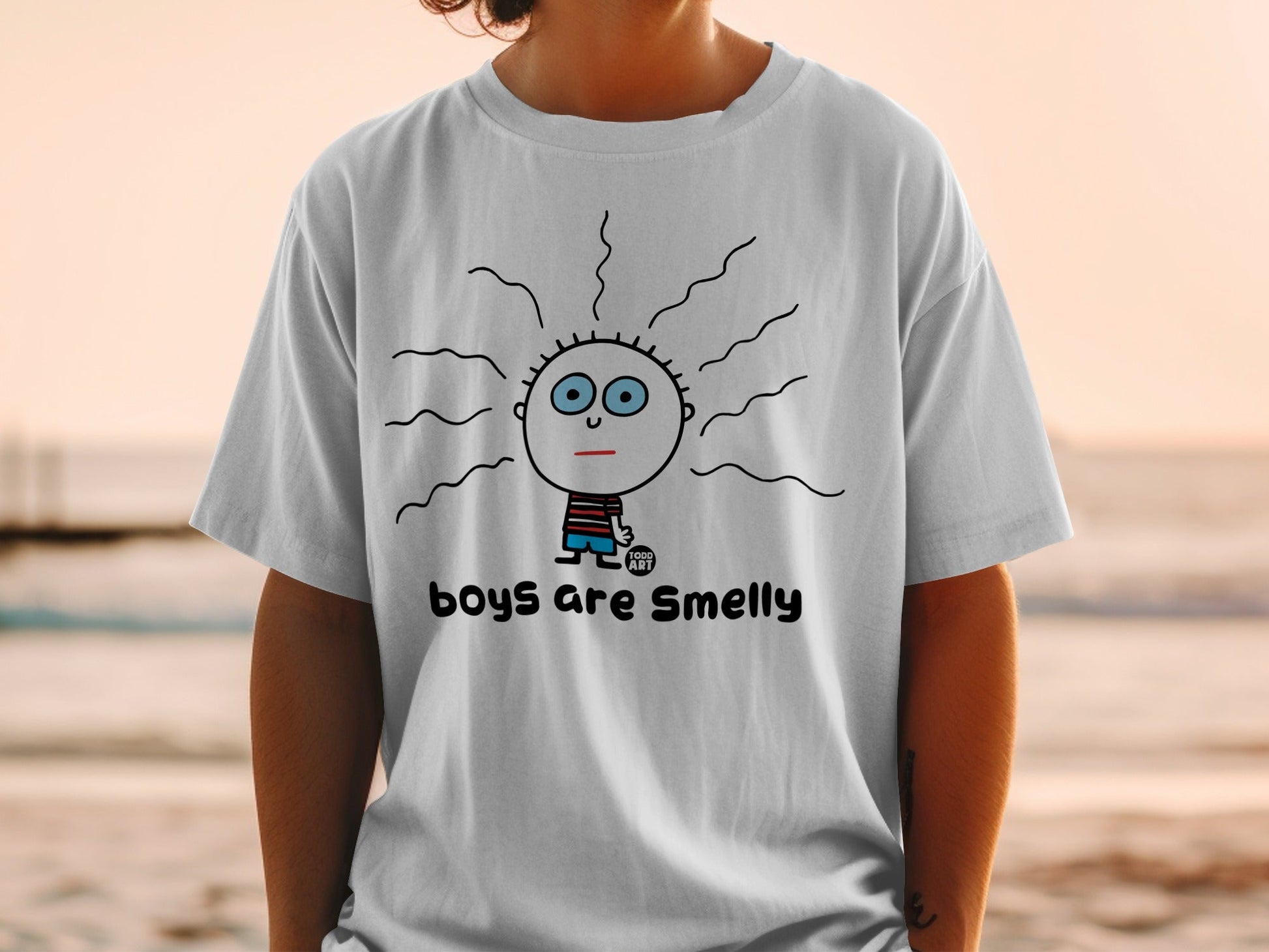 Boys Are Smelly Cartoon Character T-Shirt Product