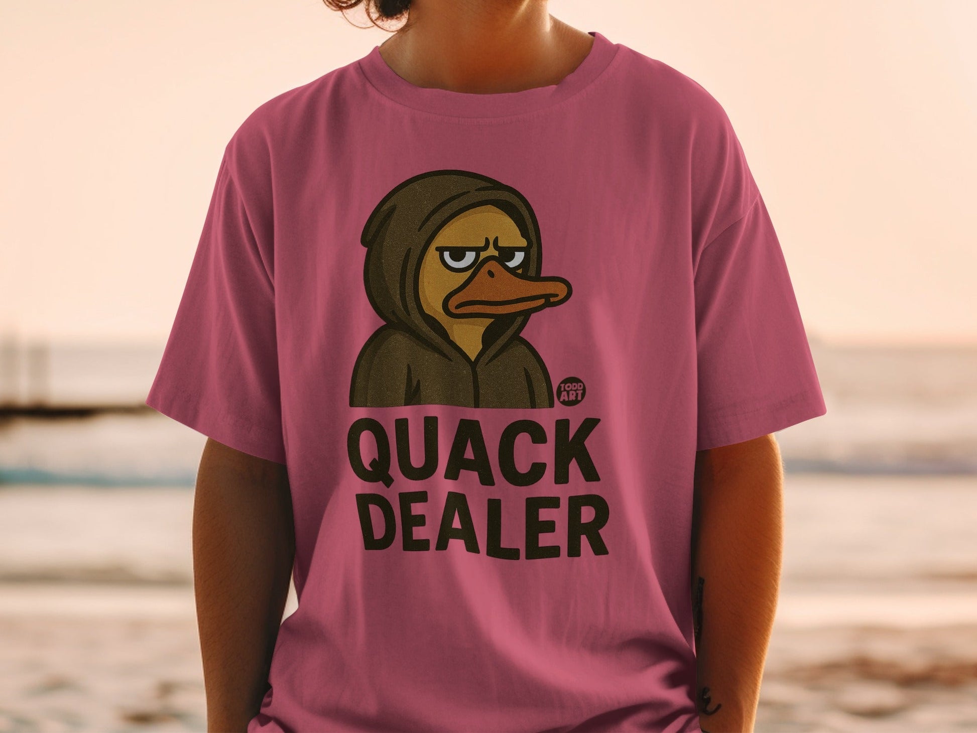 Quack Dealer Hoodie Duck Cartoon Graphic Pink Shirt