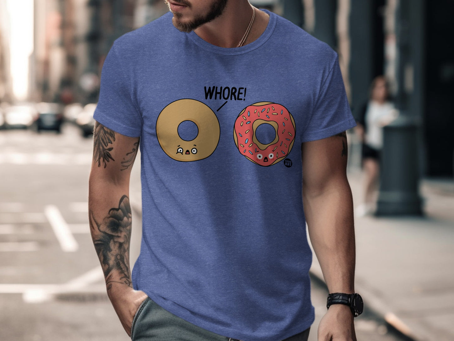 Fun Donut and Bagel Cartoon Graphic T-shirt