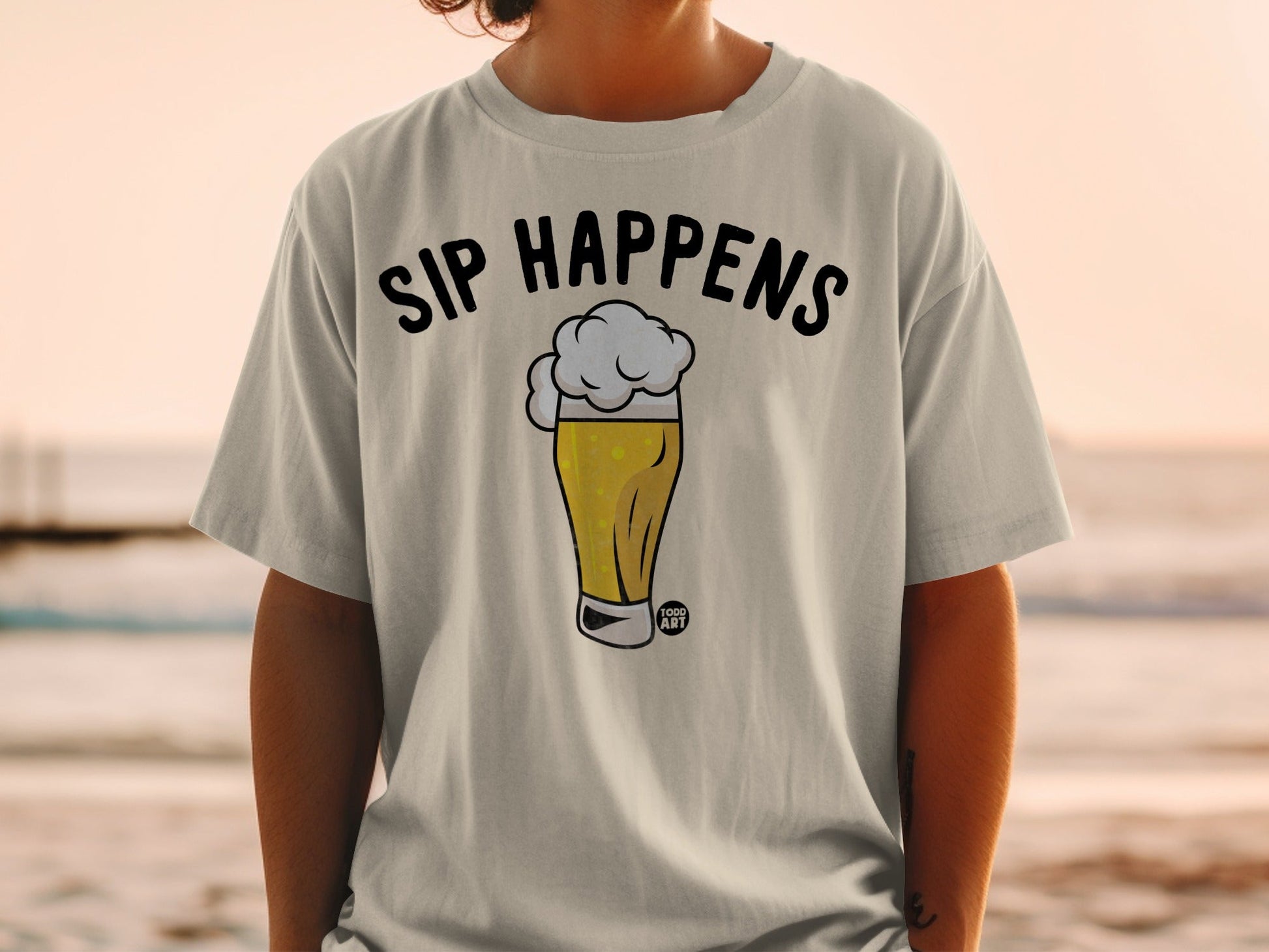 Sip Happens Beer Graphic Unisex T-Shirt for Casual Wear