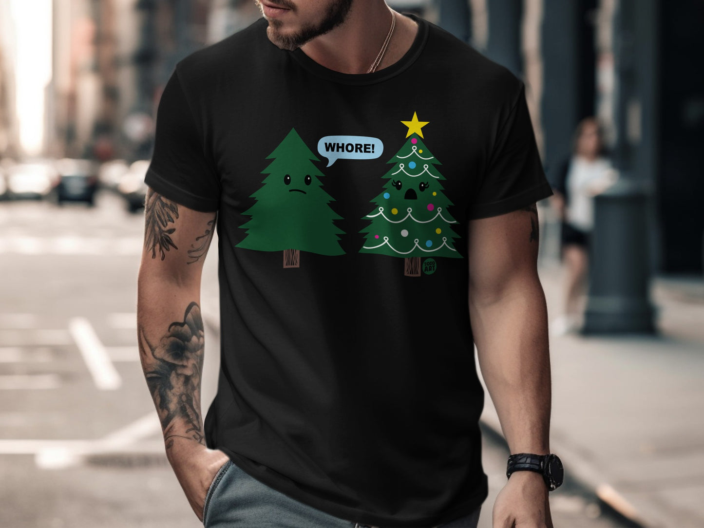 Funny Christmas Tree Graphic Tee Holiday Shirt
