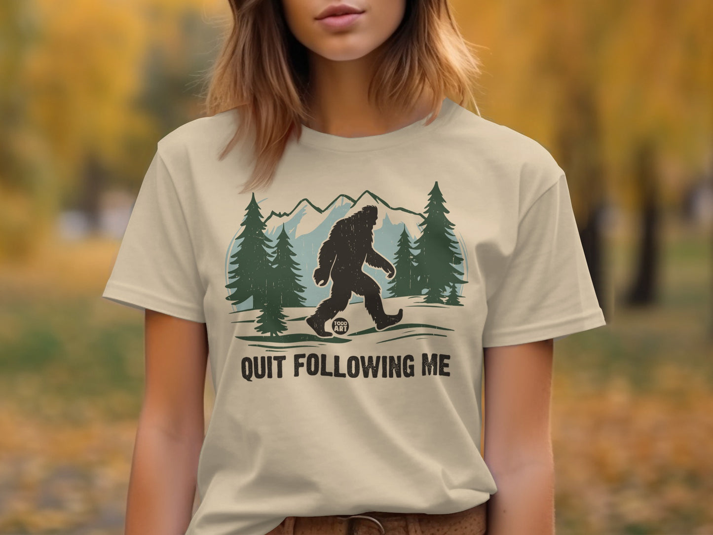 Quit Following Me Bigfoot Graphic T-Shirt