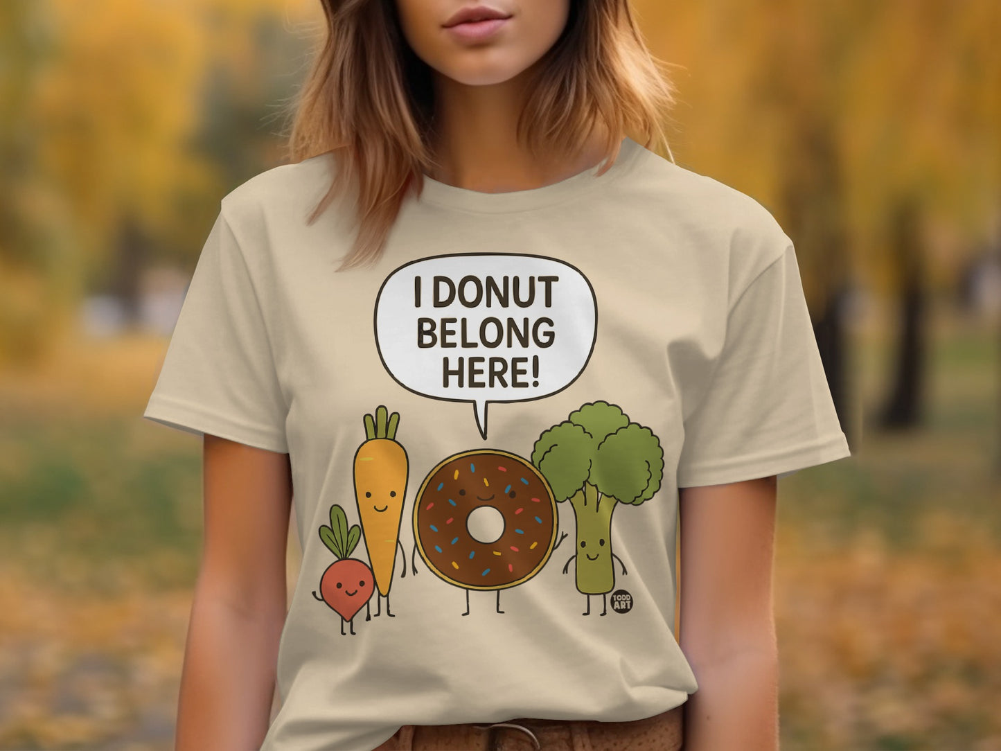 Funny I Donut Belong Here Cute Carrot Broccoli T-shirt