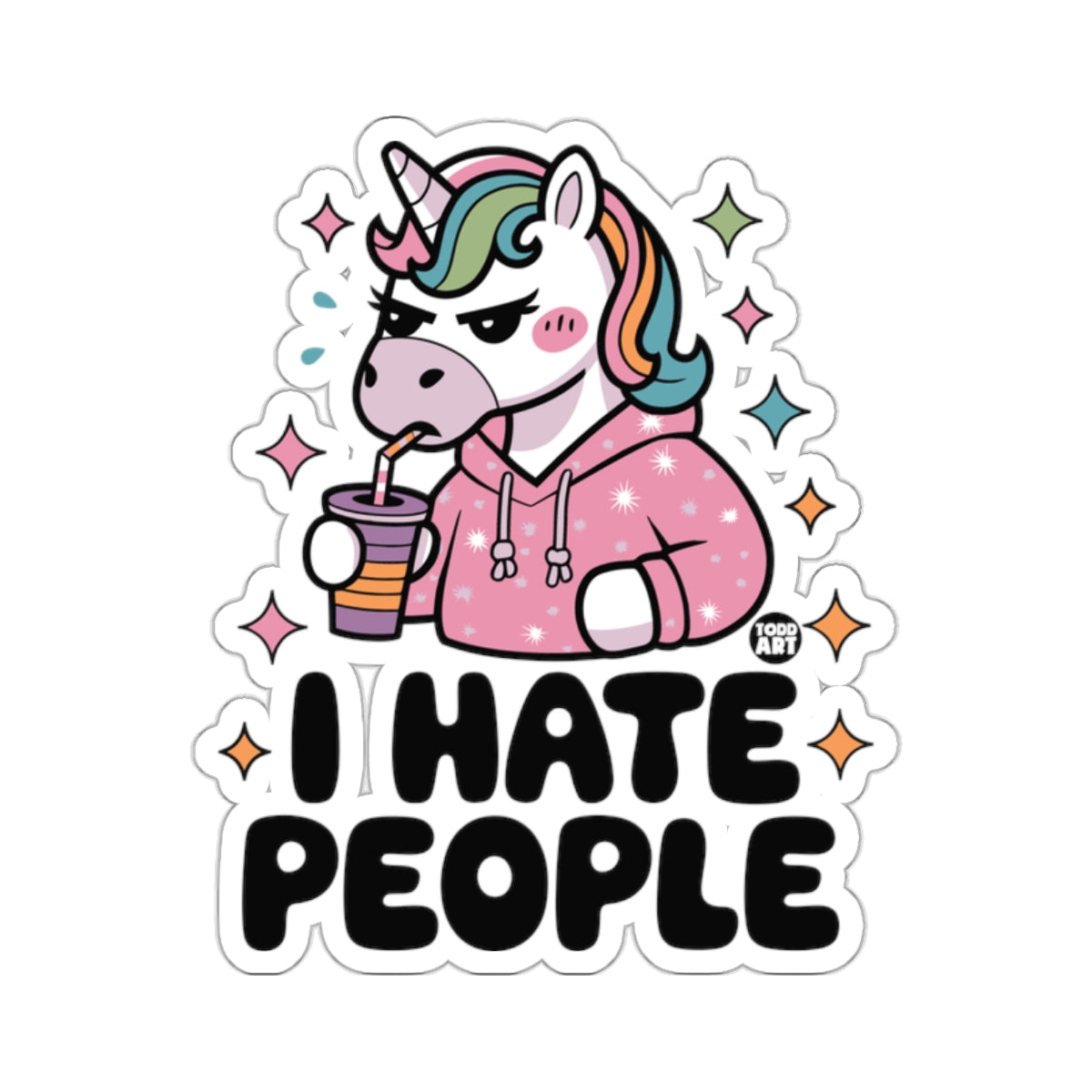 Grumpy Unicorn I Hate People Drink Hoodie 