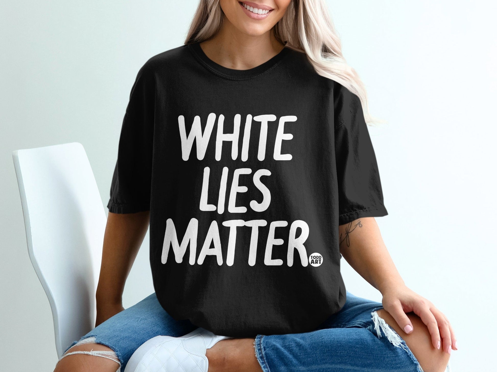 White Lies Matter Statement T-Shirt Casual Top
