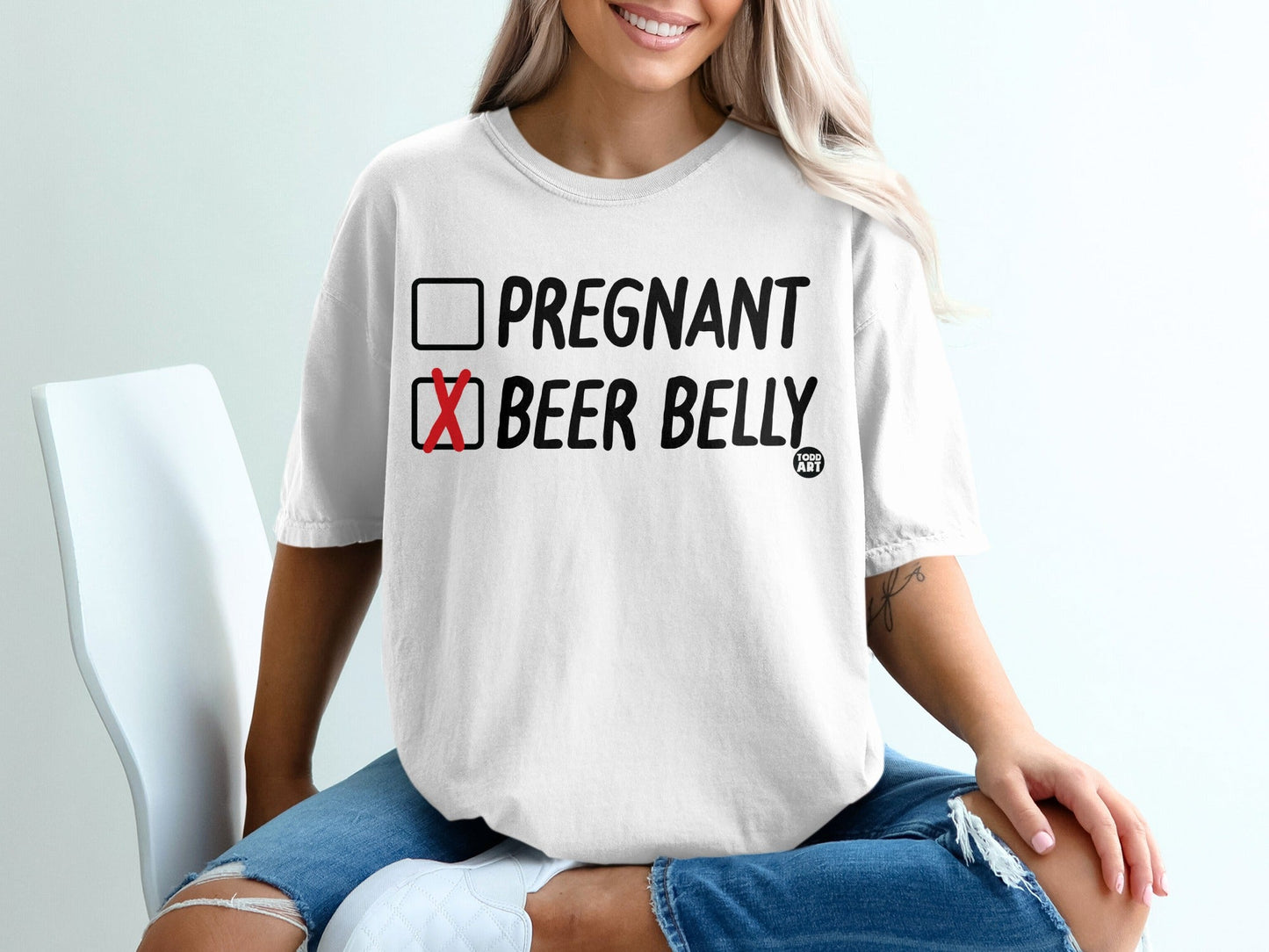 Pregnant or Beer Belly Humorous Graphic T-shirt