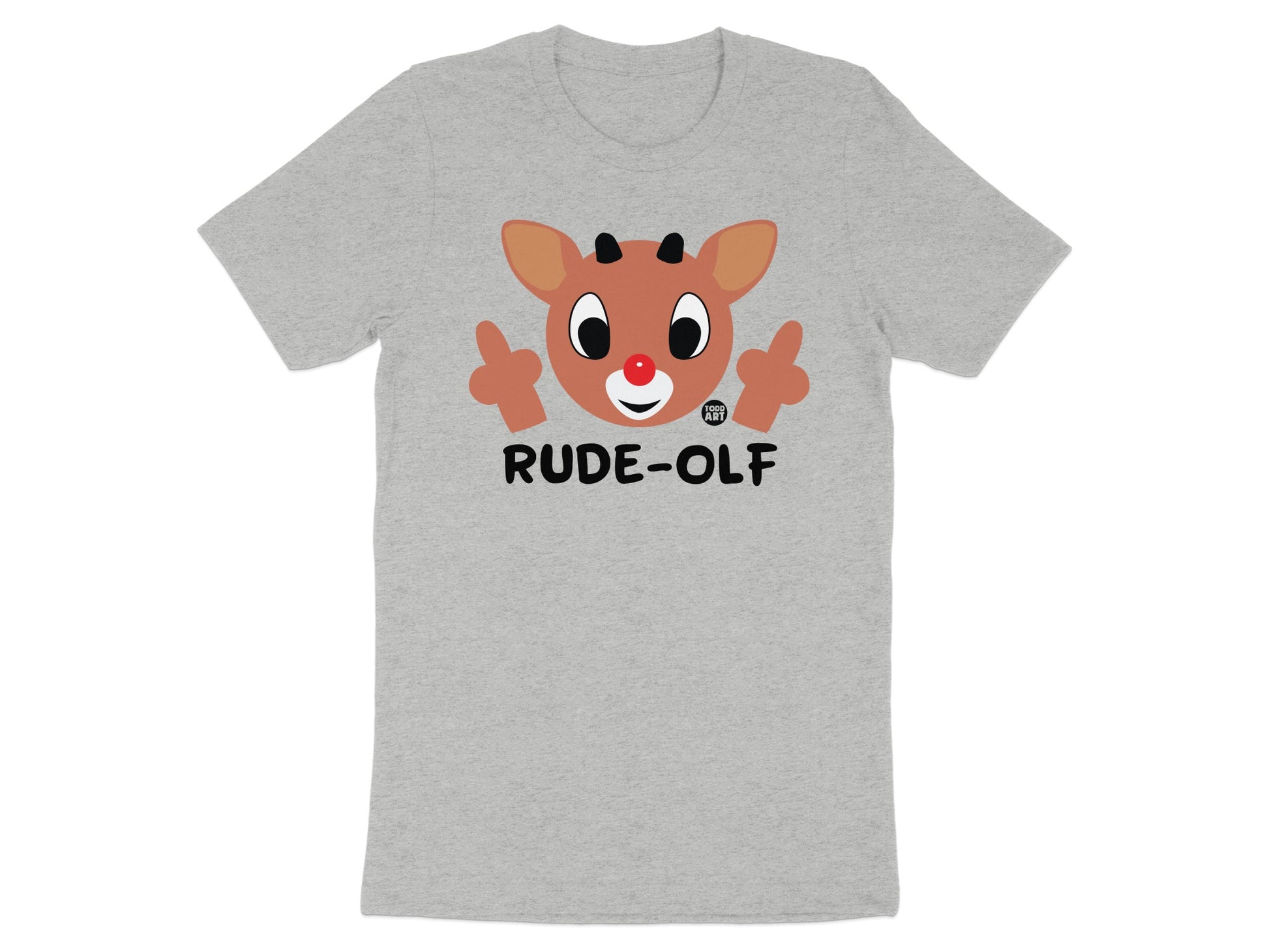 Fun and Whimsical Rude-Olf Design Tee for Holiday Season