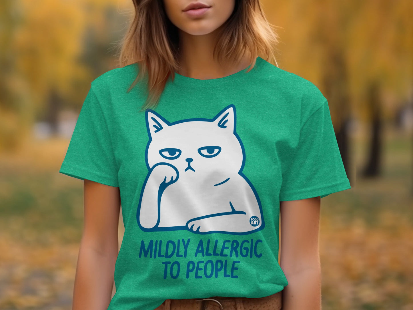 Mildly Allergic To People Cat Graphic Shirt