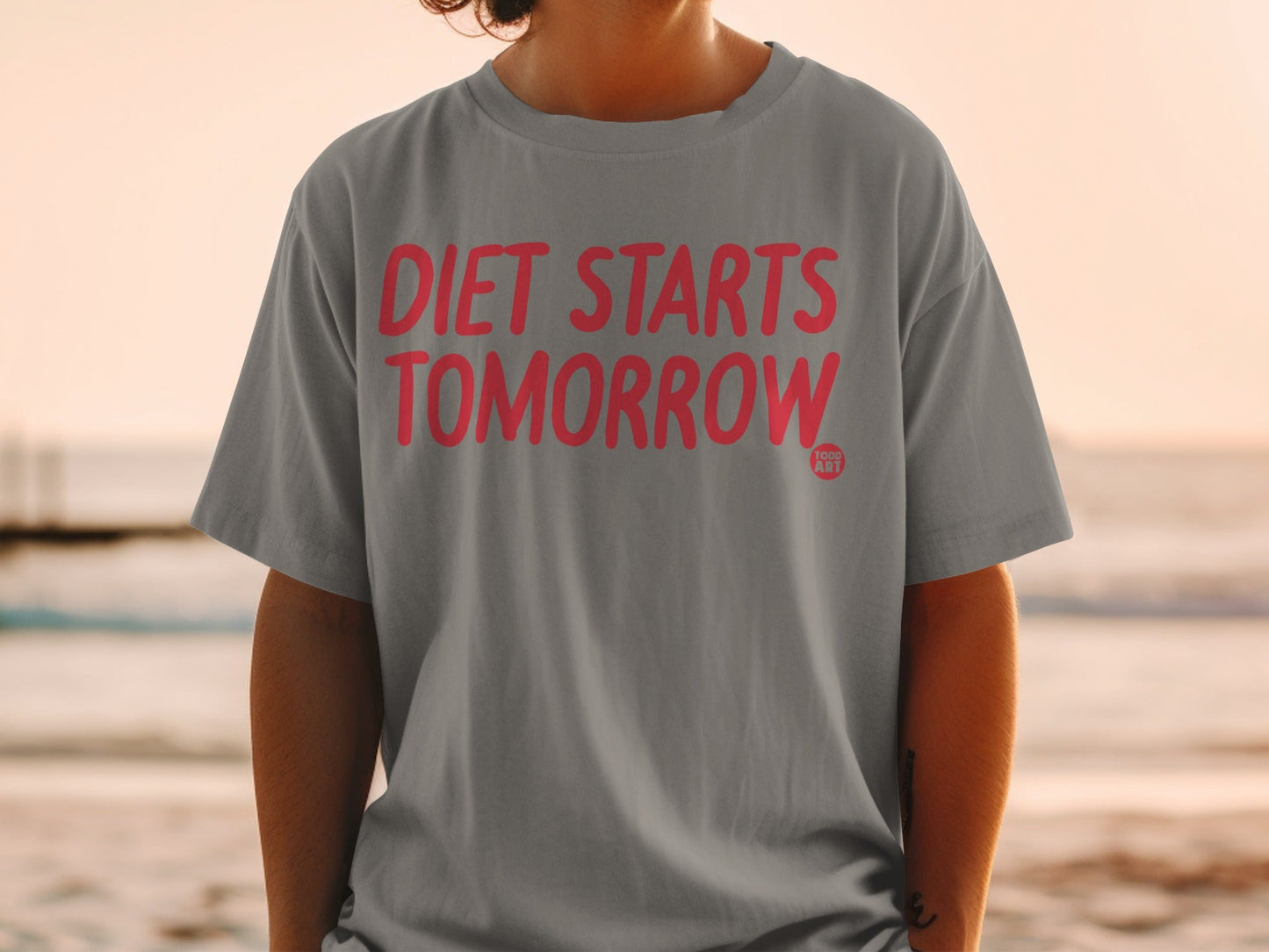 Diet Starts Tomorrow Funny Casual Graphic T-Shirt