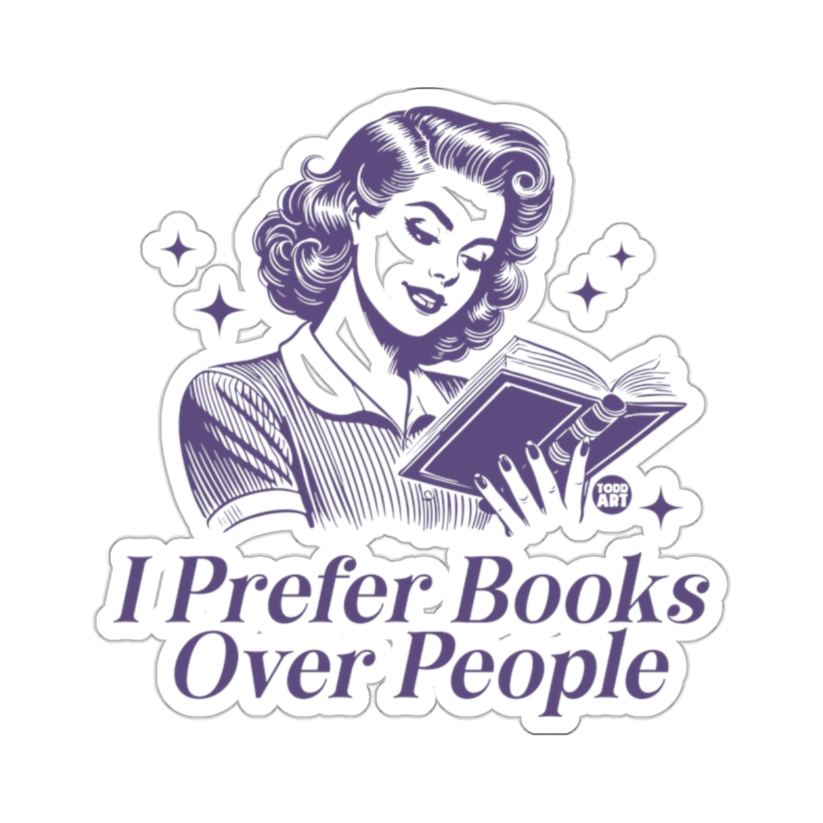 I Prefer Books Over People Retro Woman Reading 