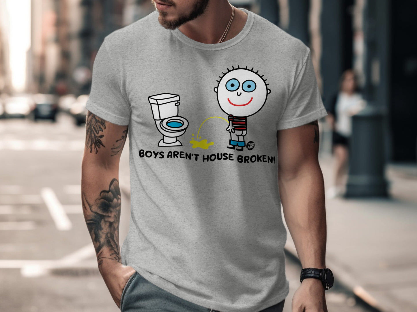 Boys Aren't House Broken Funny Graphic Tee shirt