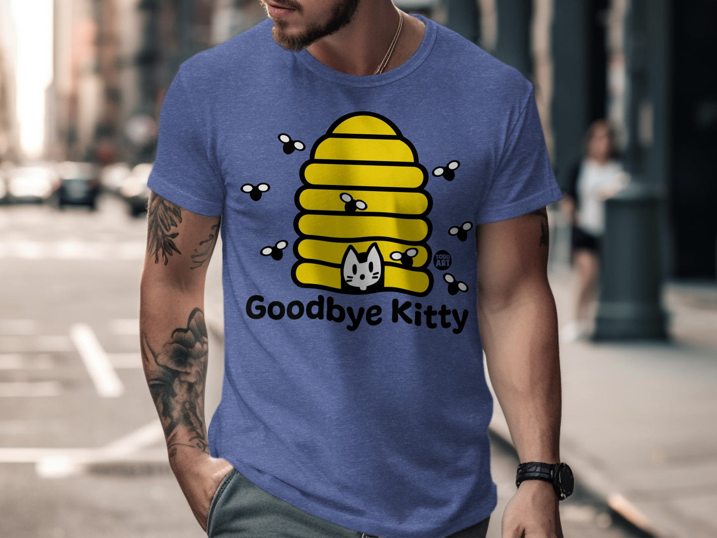 Goodbye Kitty Beehive Graphic Design T-shirt