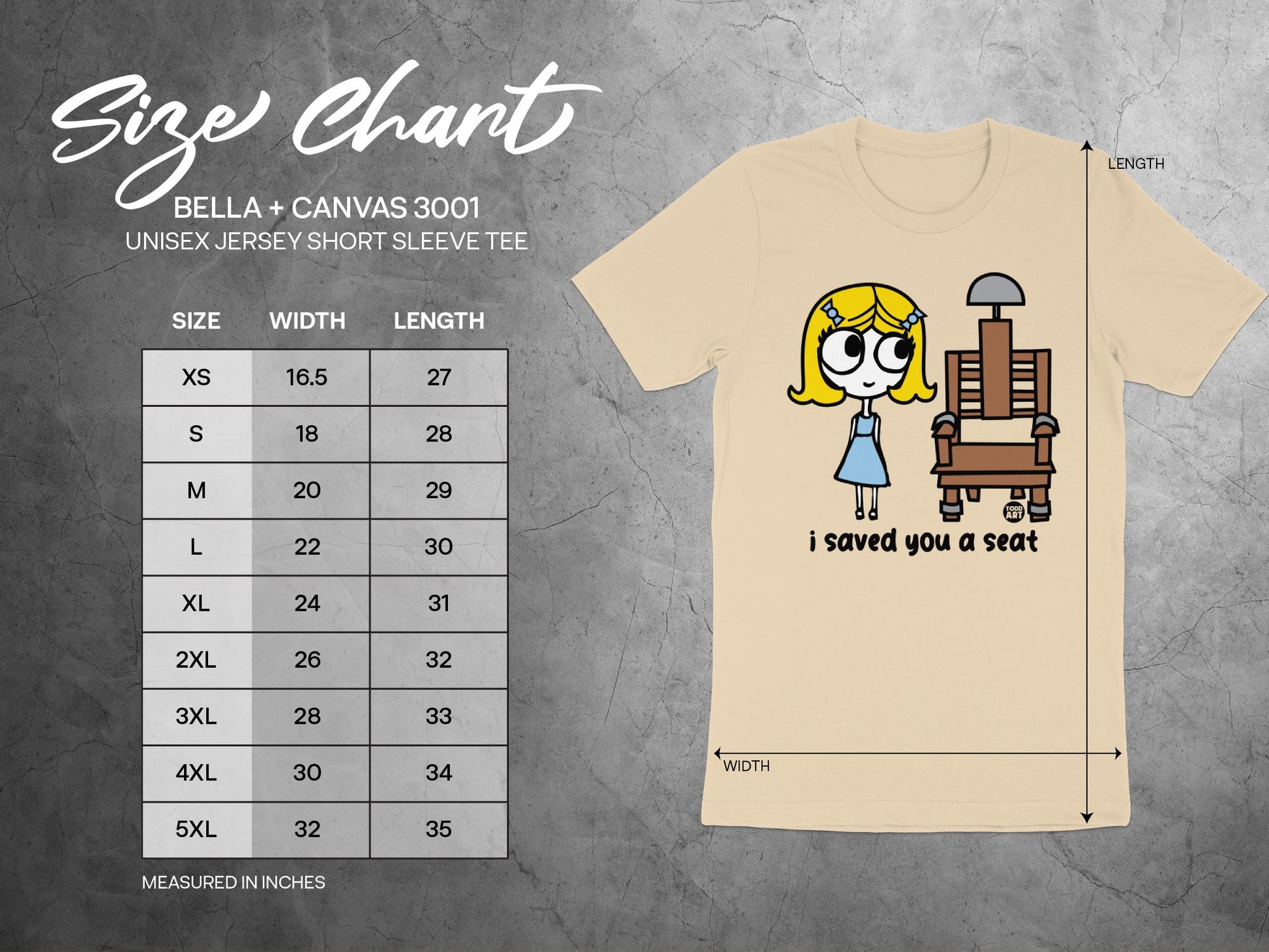 I Saved You A Seat Tee with Size Chart Image