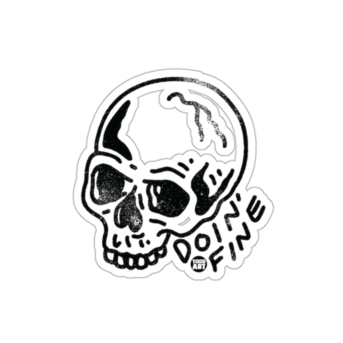 Doing Fine Skull From Todd Art Line Art Design sticker
