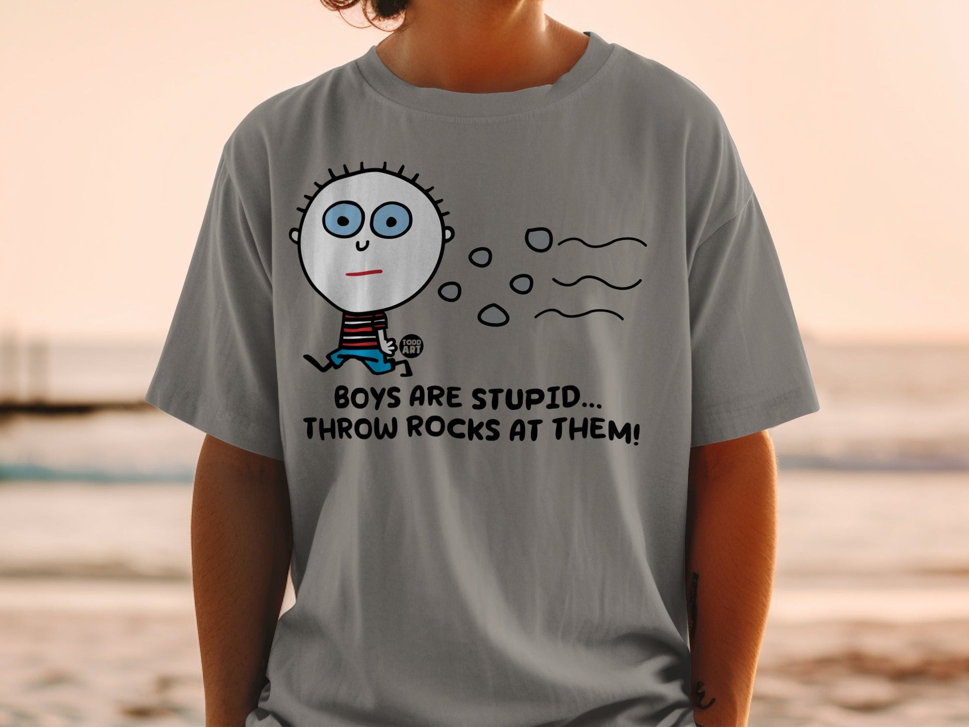 Boys Are Stupid Throw Rocks At Them Funny Shirt