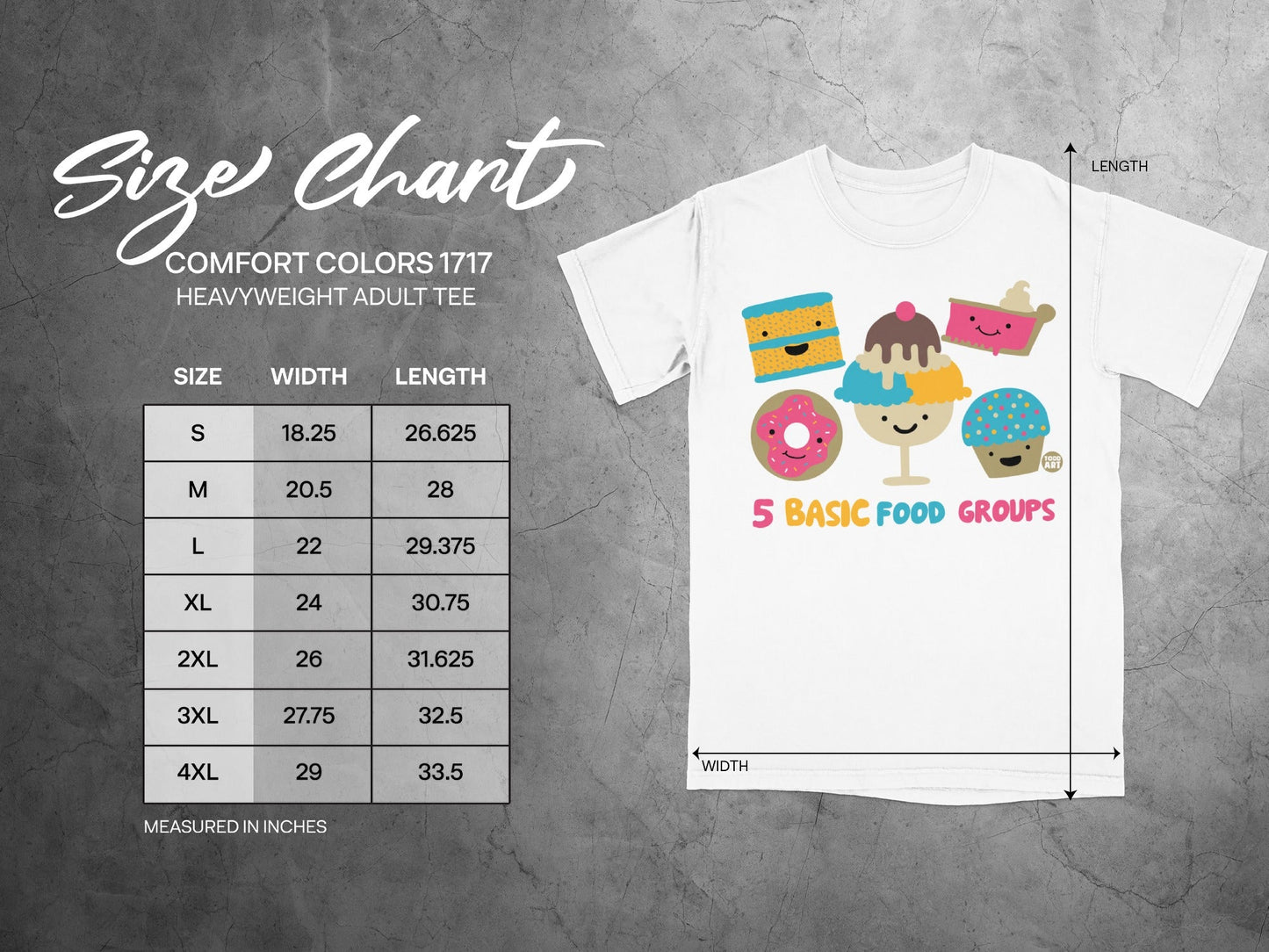Comfort Colors 1717 Heavyweight Adult Tee 5 Basic Food Groups
