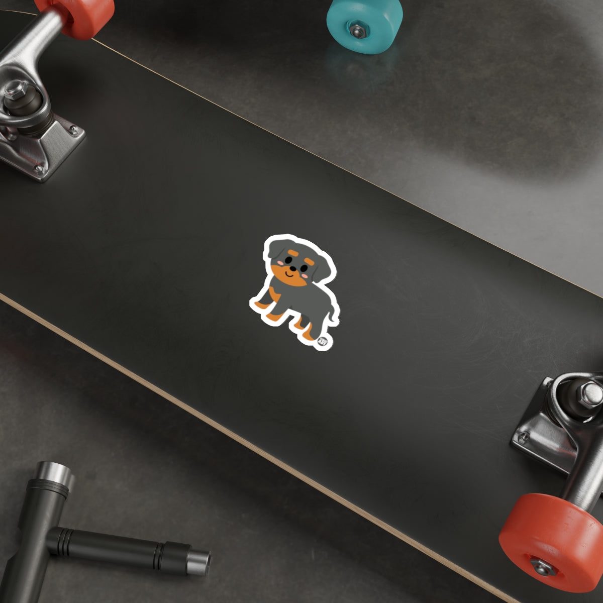 Cute Cartoon Dog Sticker on Skateboard Deck