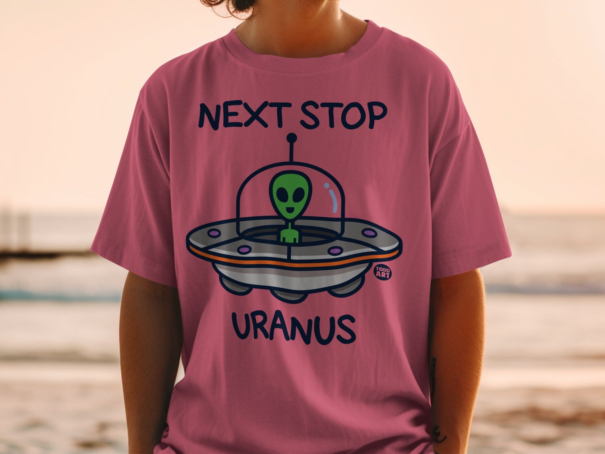 Next Stop Uranus Alien Spaceship T-Shirt