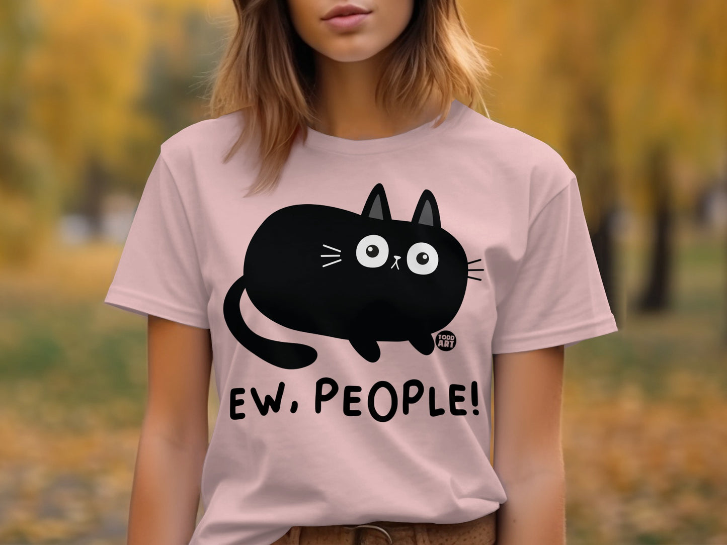 Cute Black Cat Ew People Graphic T-Shirt