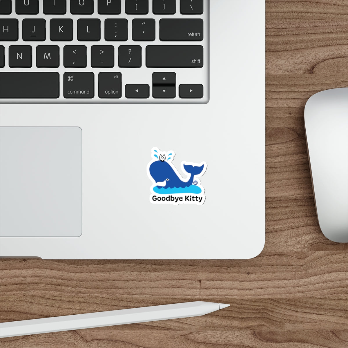 Goodbye Kitty Blue Whale Laptop Sticker Product