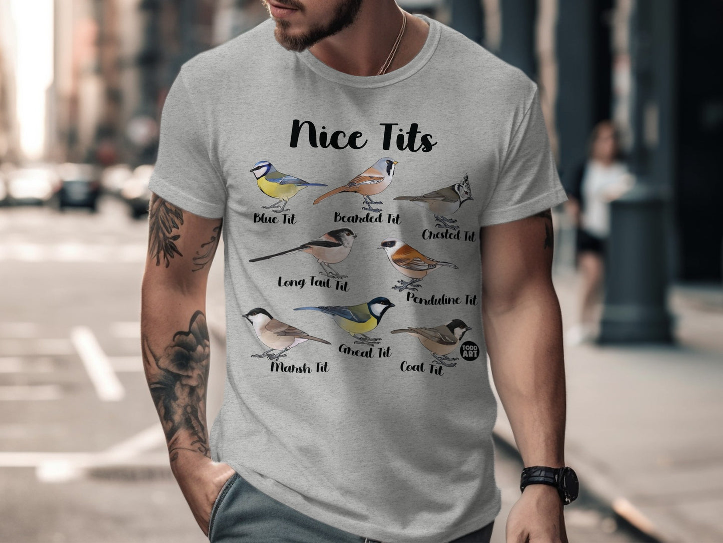 Nice Tits Birds Illustrated Design Men's T-Shirt