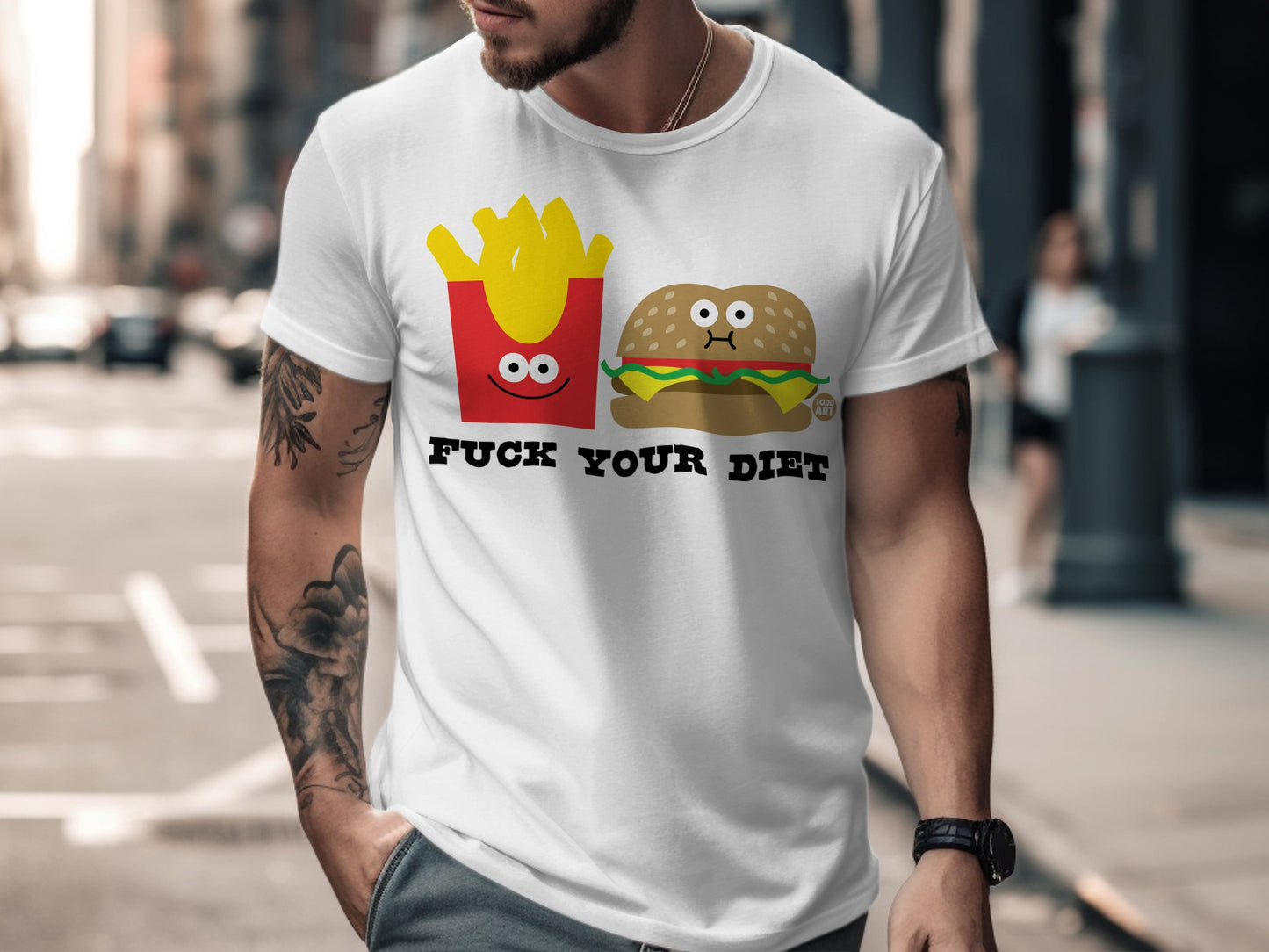Funny Burger and Fries Themed T-shirt Product