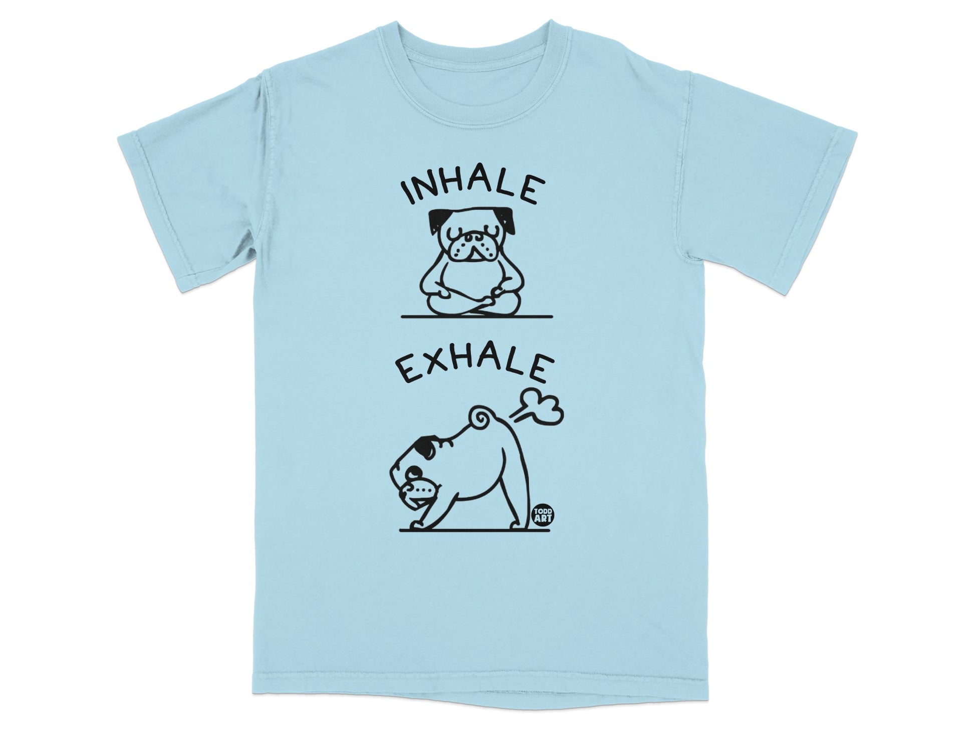 Inhale Exhale Yoga Pug Cartoon Graphic T-shirt