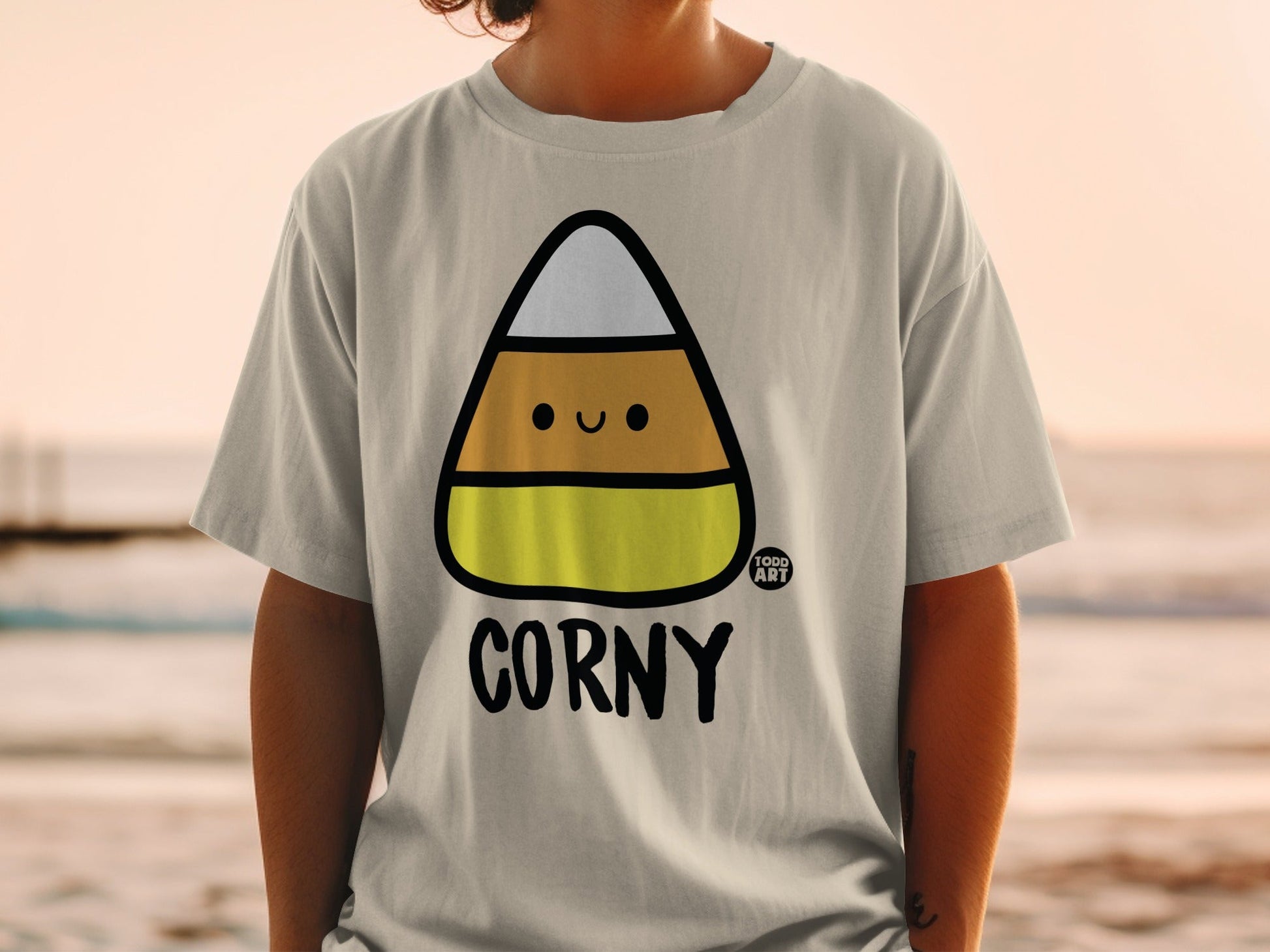 Corny Cute Candy Corn Halloween Graphic Tee Shirt