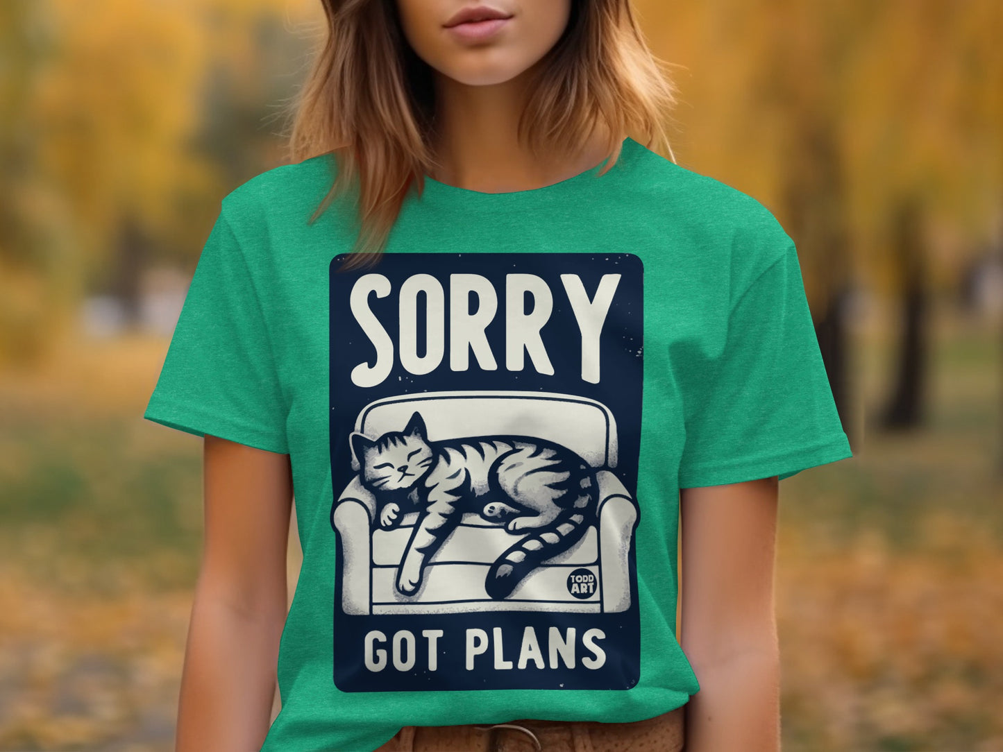 Sorry Got Plans Cat Graphic Tee Shirt