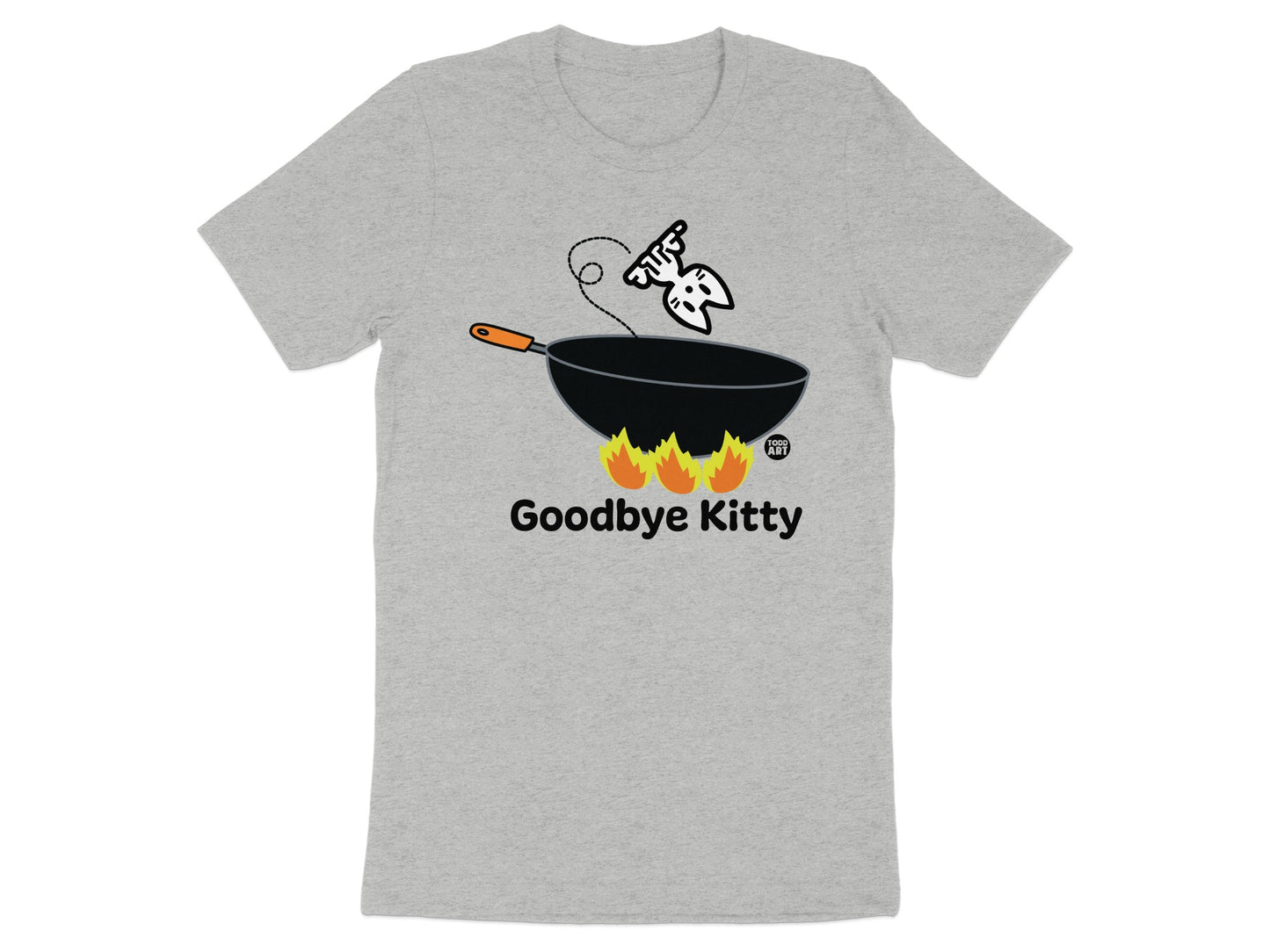 Humorous Goodbye Kitty Design T-shirt for Everyday Wear