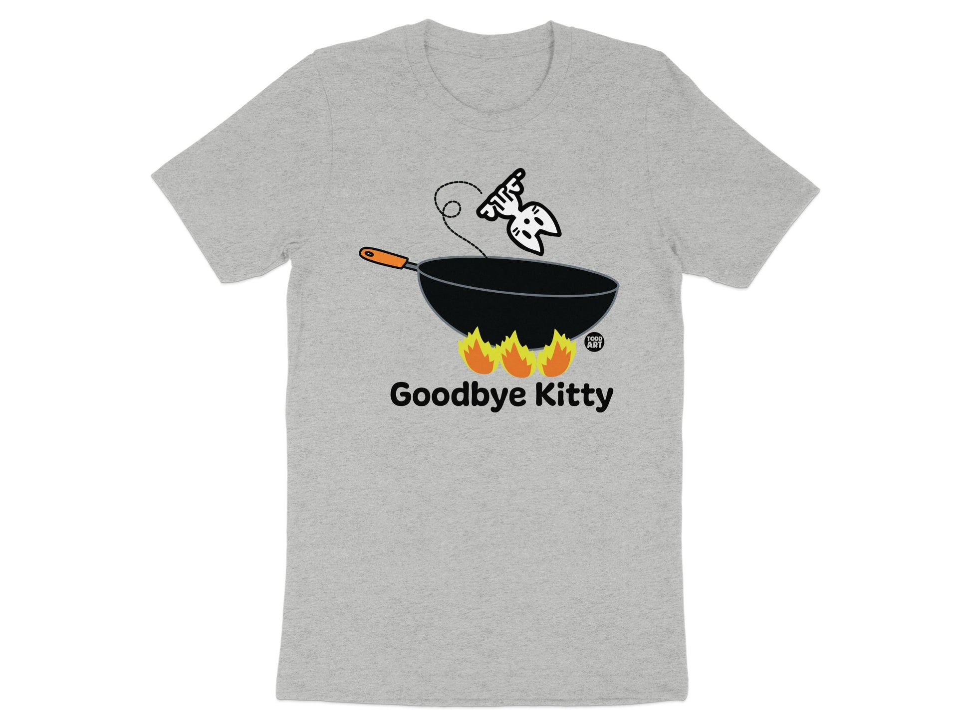 Humorous Goodbye Kitty Design T-shirt for Everyday Wear