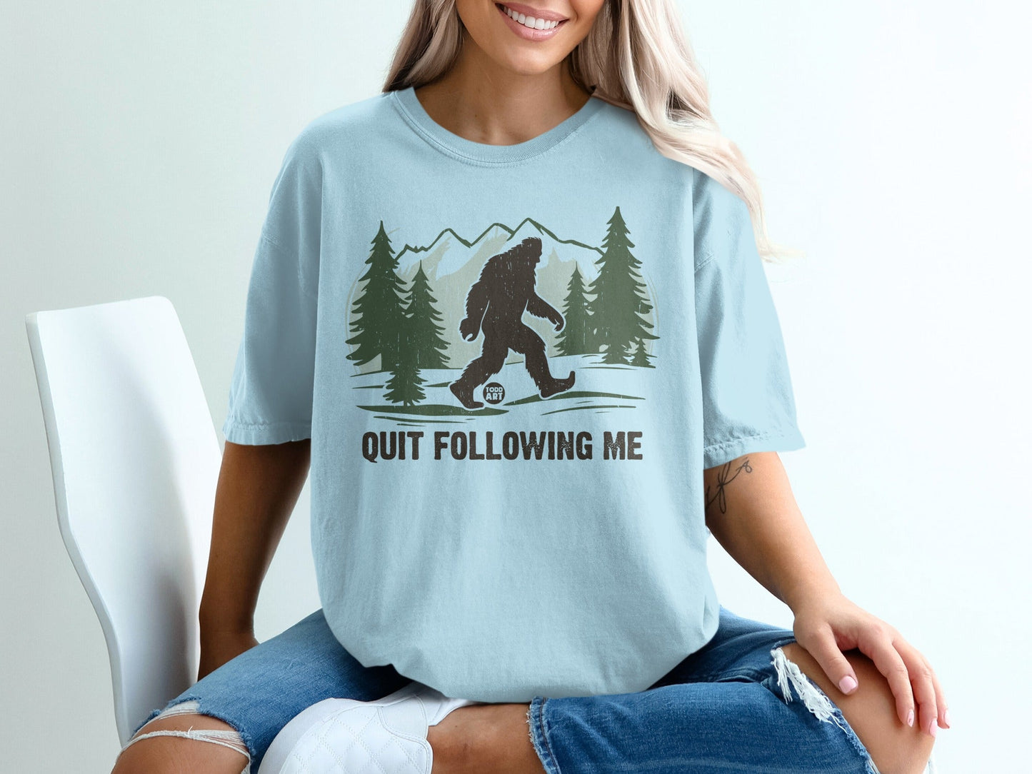 Quit Following Me Sasquatch Graphic Tee Shirt