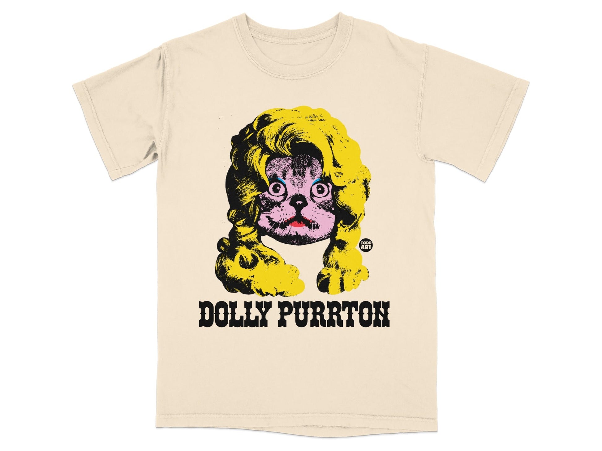 Dolly Purrton Graphic Cat Print T-Shirt for Cat Lovers